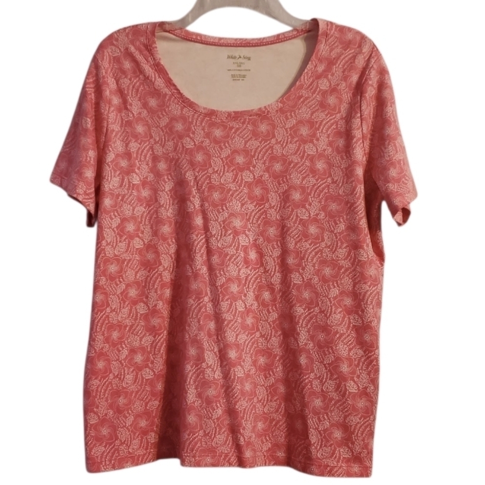 White Stag Women's Floral Cotton Pink Shirt Top XXL 20